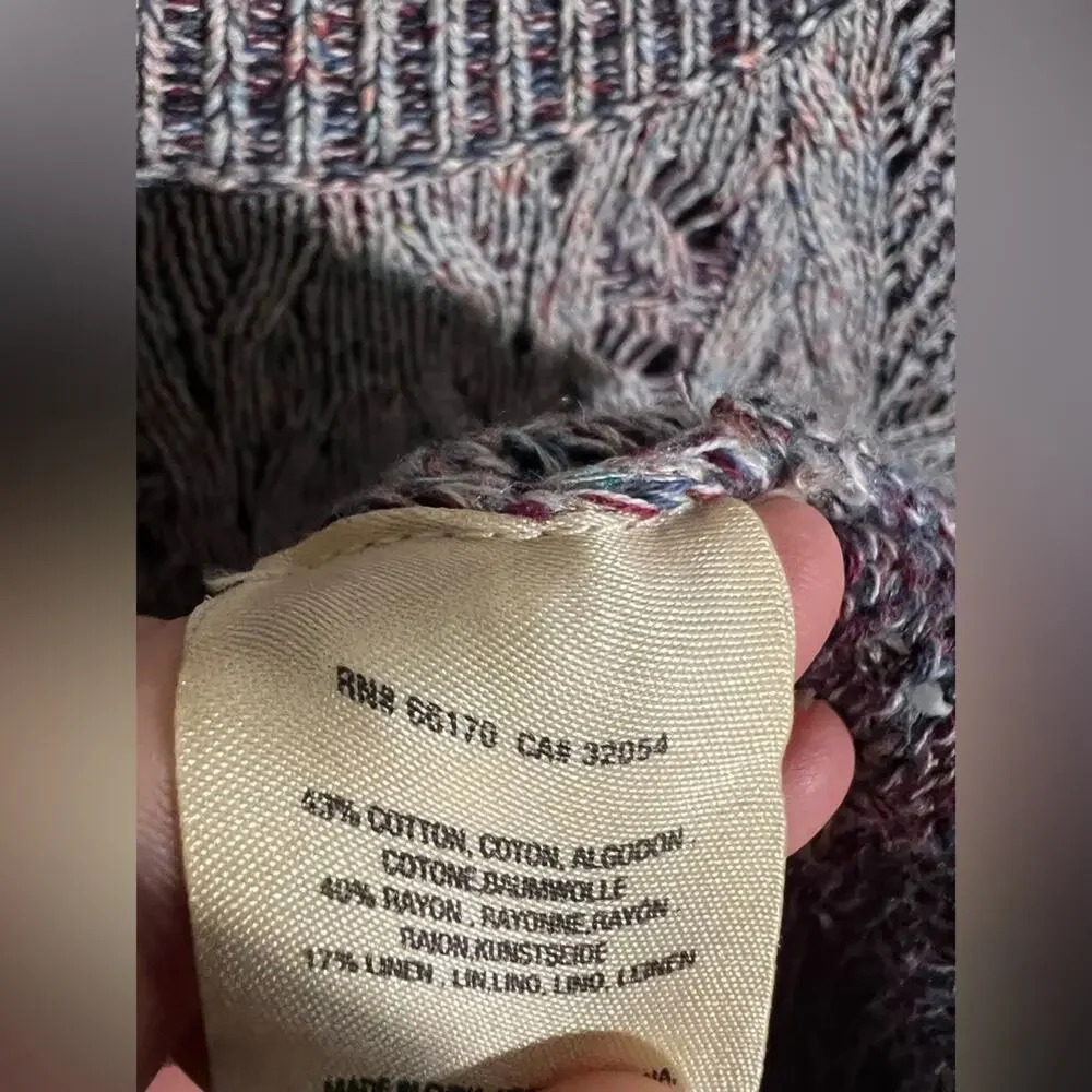 Anthropologie Moth anita tunic sweater in purple long sleeve crochet texture - Picture 5 of 6